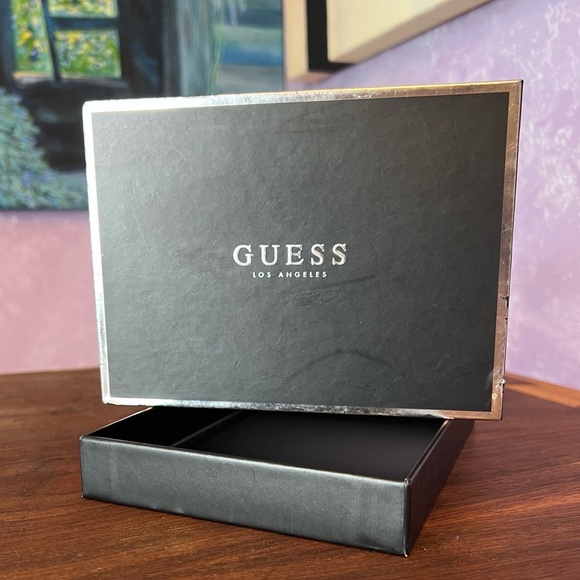 GUESS Black Pebble Leather Passport Cover - Picture 6 of 8